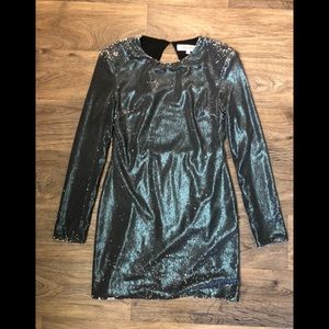 Elliatt Shimmering Sequin Mini Dress - Black and Silver